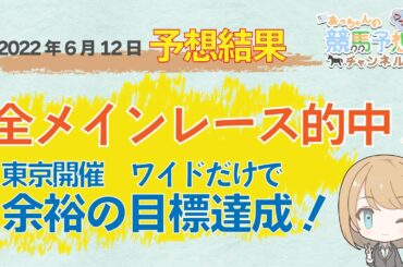 【JRA】6月12日中央競馬 東京・中京・函館 予想結果の的中率・回収率