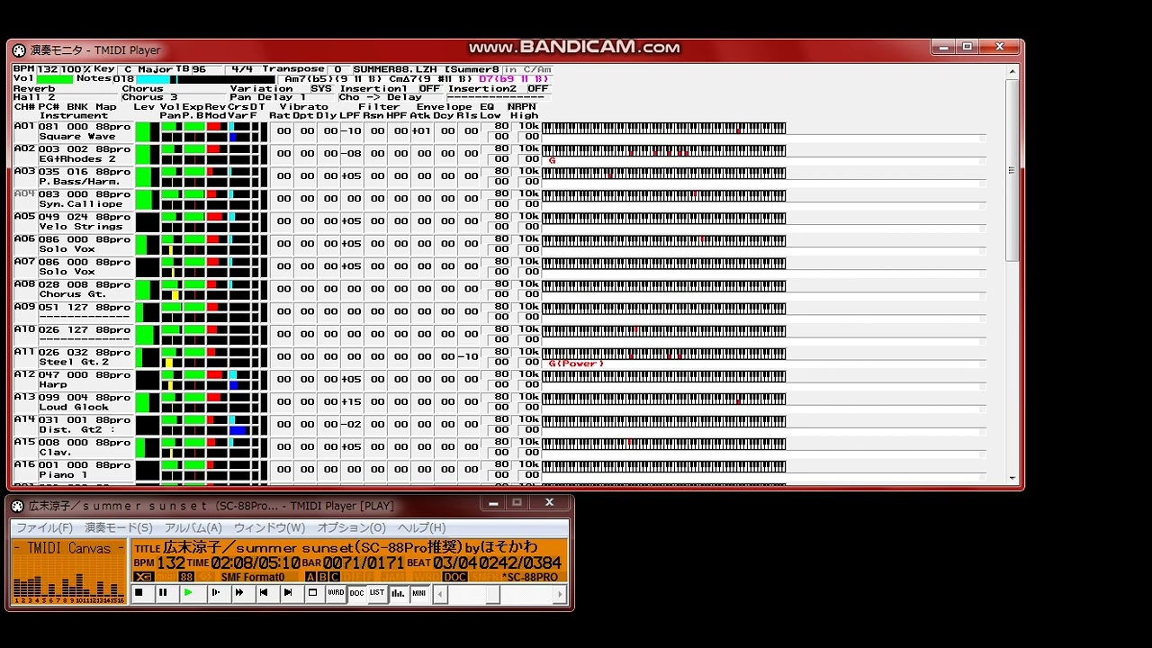 【MIDI再生】 広末涼子/ summer sunset オフボーカルバージョン