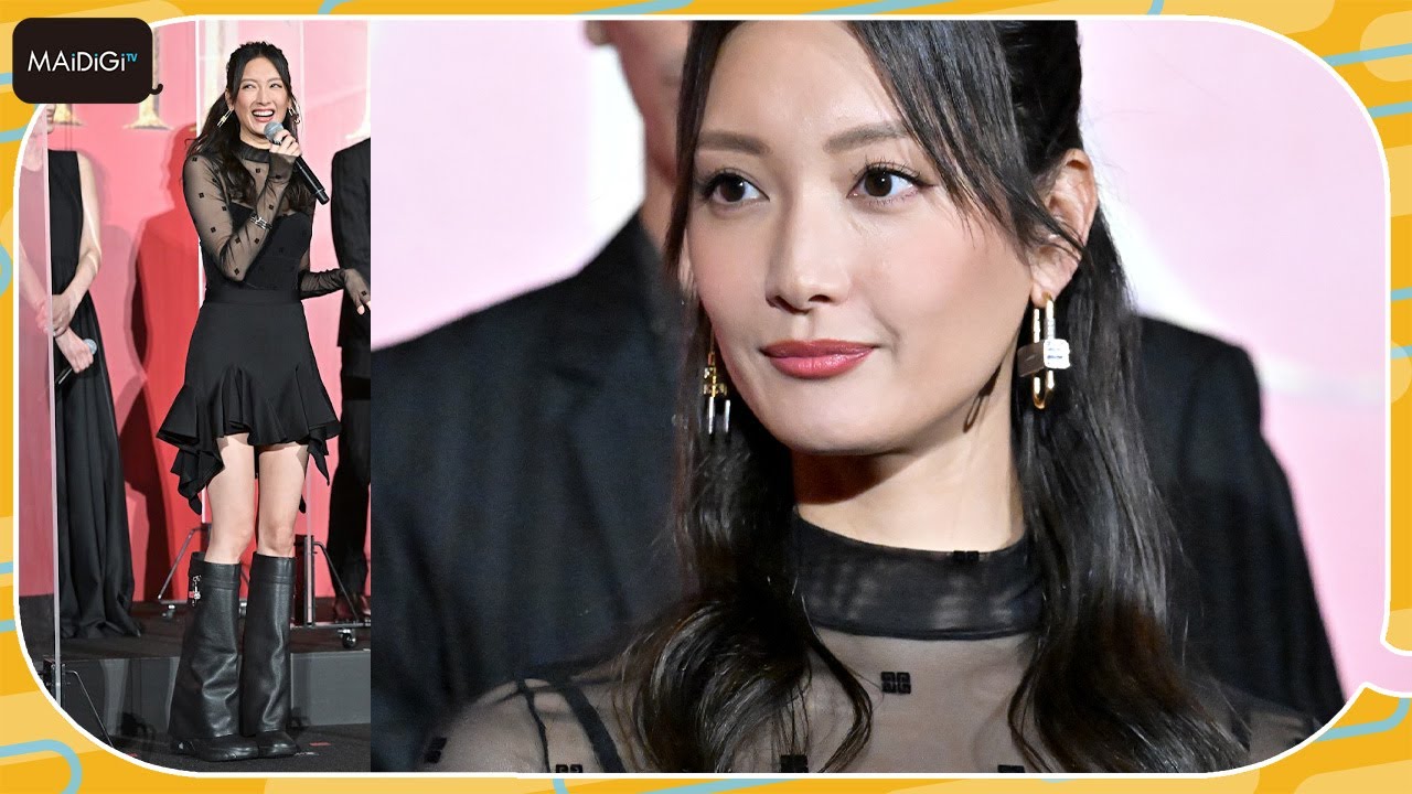 菜々緒、ほっそり美脚を披露 超ミニスカ&ロングブーツ、透け感トップスで大人可愛く