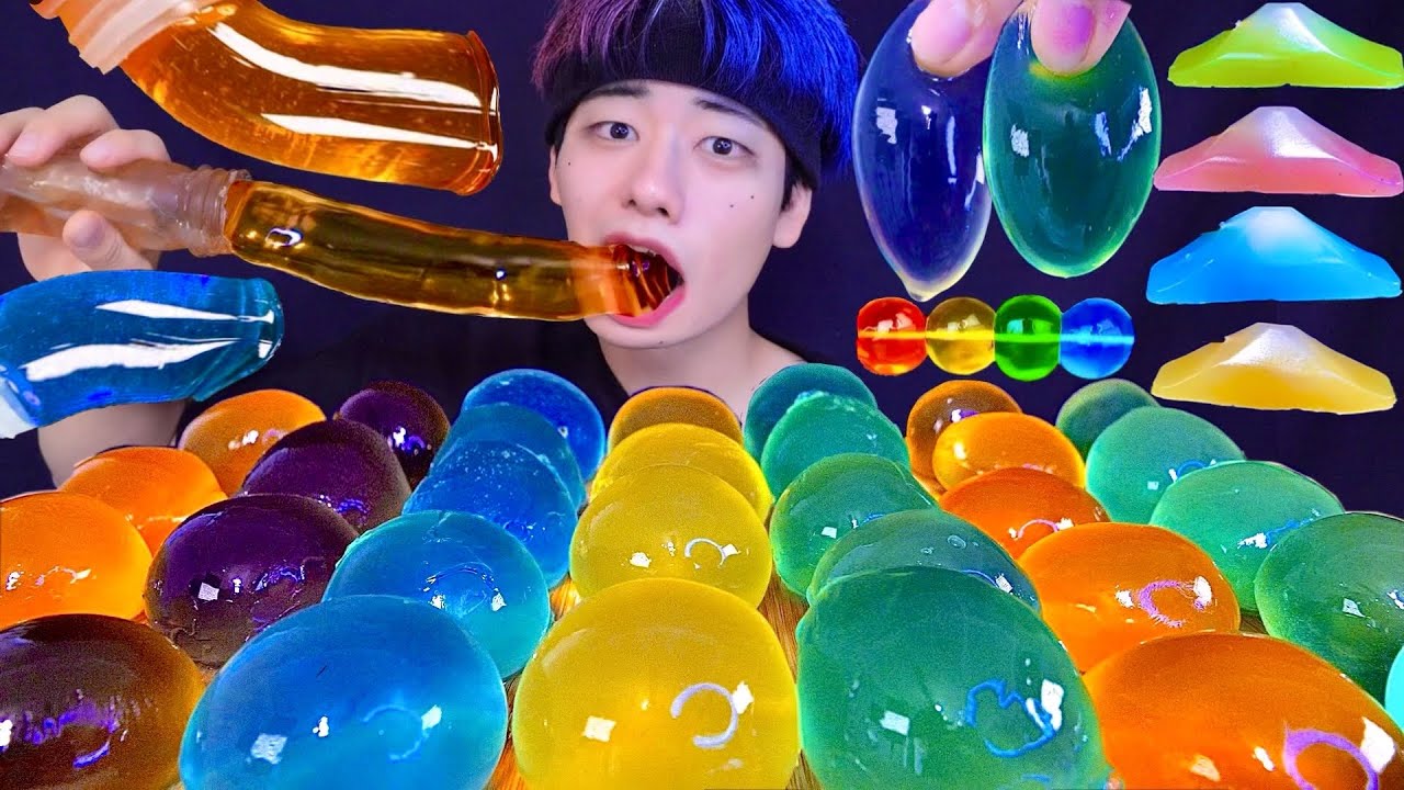 【持てる水】カラフルなお菓子を大量に集めてモッパンしたら流行りそうなお菓子見つけた🍭