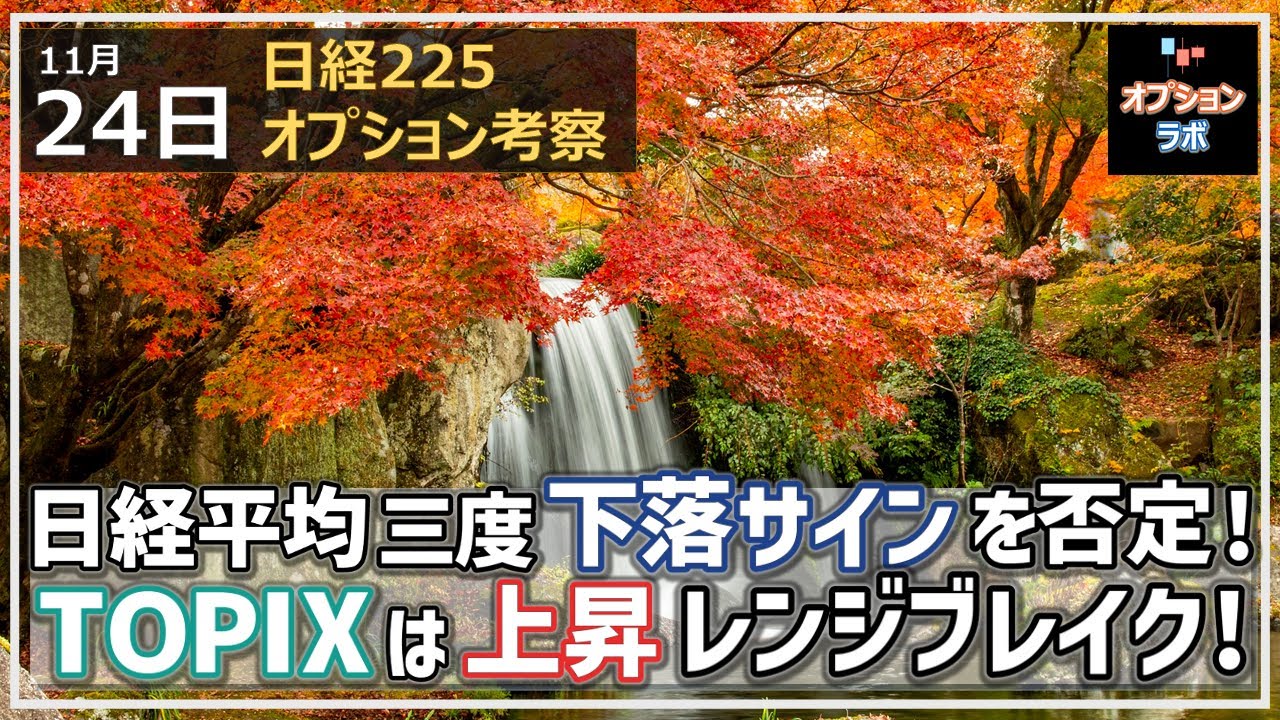 【日経225オプション考察】11/24 日経平均 下落サインを否定! TOPIXは上昇レンジブレイク!
