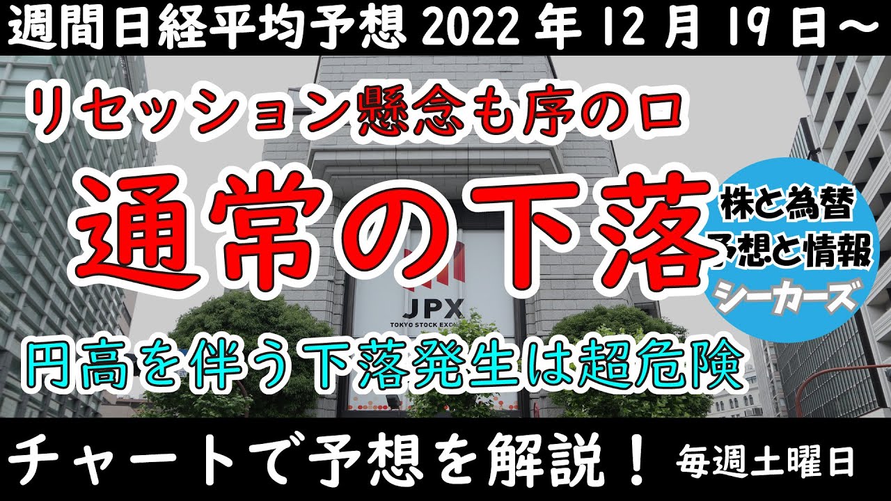 【日経平均の予想】欧米のリセッション懸念による下落で連れ安する日経平均【週間日経平均予想】