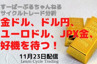 【金価格】金ドル、ドル円、ユーロドル、JPX金、好機を待つ! 2022年11月23日配信