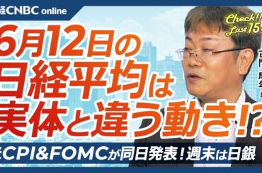【6月12日(水)東京市場】日経平均株価は反落／米国株・アップル株急伸で堅調／米CPIとFOMC発表に週末はSQや日銀会合／円安と植田総裁発言に注目／日本株・伊勢化など中小型株賑わう／エニーカラー決算