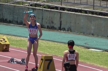 20240613112519ＩＨ南九州予選宮崎大会女4×100ｍＲ予選2組 宮崎北/宮崎47"44：木原万里花(3)・渡邉ひより(2)・久枝 里緒(3)・西村 英眞(2)
