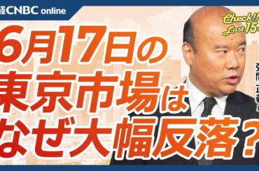 【6月17日(月)東京株式市場】日経平均株価は大幅反落・日本株だけ売られる相場／株主総会が本格化・配当金の再投資が需給を下支えか／米国株・アナリスト強気姿勢相次ぐ／欧州株警戒・政治リスク等で