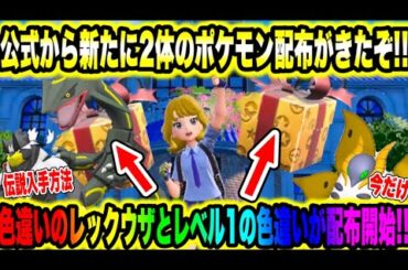 【緊急速報】公式から新配布！！色違いレックウザの配布とレベル1の色違いが配布開始！！ぜひゲットしてくださいいい！！情報まとめ！！【ポケモンSV/スカーレット/バイオレット】【ポケモンGO】