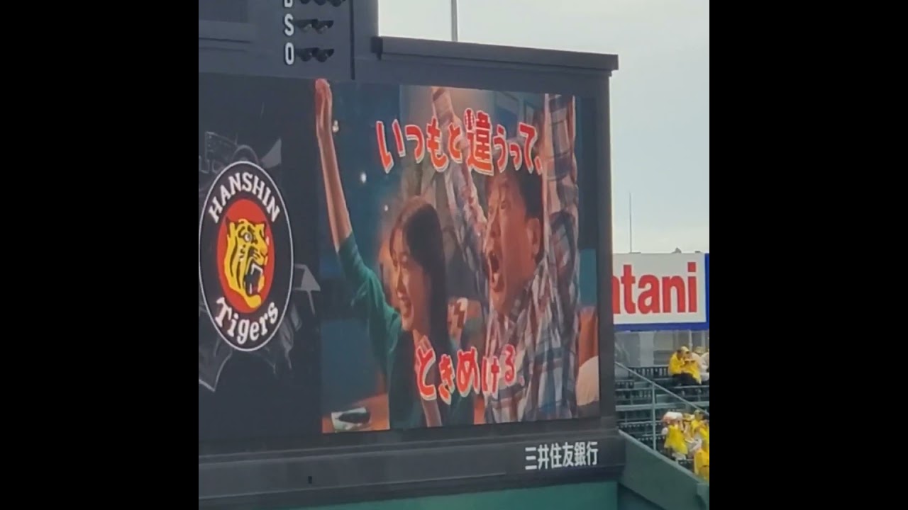 20240609　日本生命ｾ･ﾊﾟ交流戦2024の限定CMが流れる！【俳優の佐藤二朗、久間田琳加、飯沼愛が出演】試合前　阪神ﾀｲｶﾞｰｽ主催試合@阪神甲子園球場･ﾚﾌﾄ外野