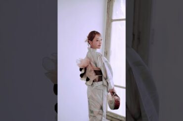 橋本甜歌(てんちむ)ちゃん着用♡ヘルシーリーフ柄ベージュ浴衣 #shorts