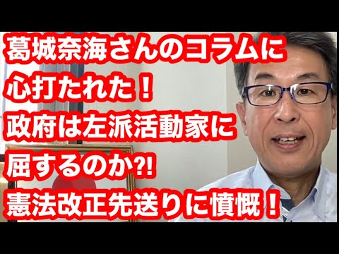 葛城奈海さんのコラムに心打たれた！　政府は左派活動家に屈するのか?!　憲法改正先送りに憤慨！