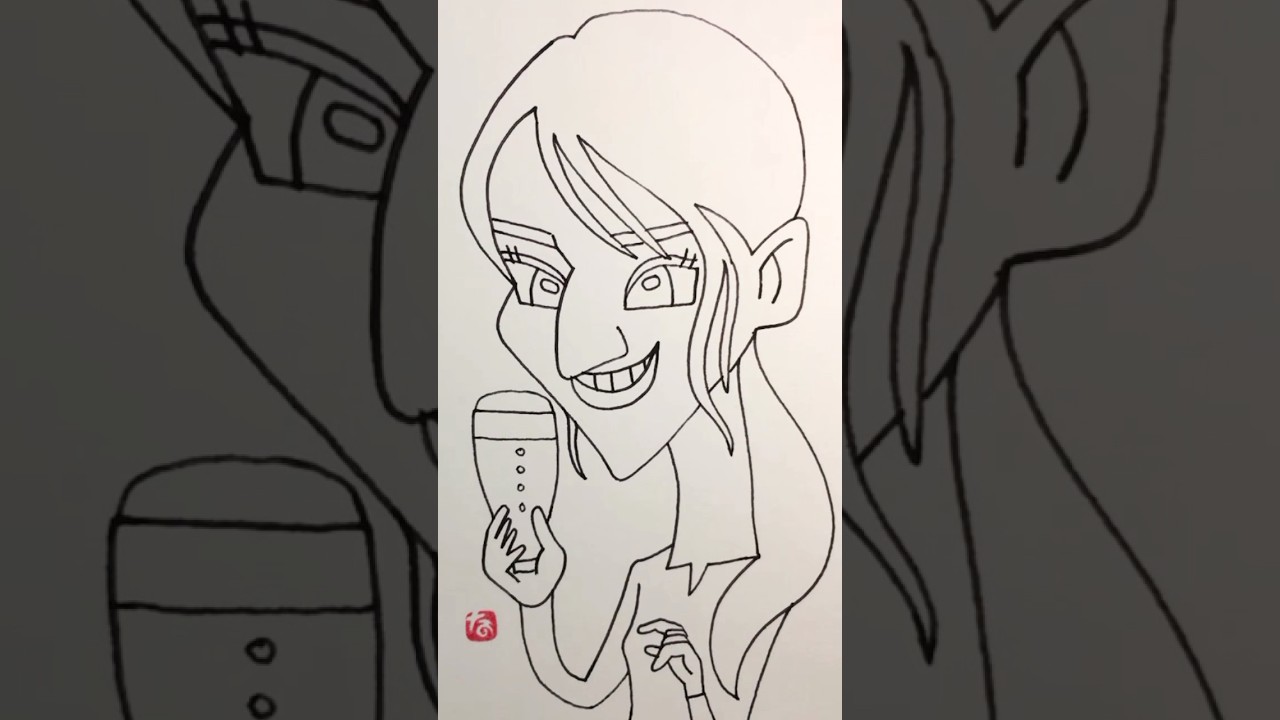 【一発描き】#栗山千明 さんを描いてみた #晩酌の流儀 #一発描き     #似顔絵の描き方