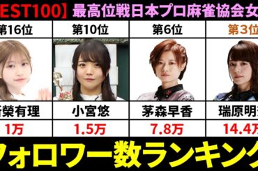 【BEST100】X(Twitter)フォロワー数ランキング！(最高位戦日本プロ麻雀協会女流編)【Mリーガー/女流プロ/女流雀士】