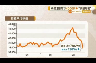 日経平均株価が“調整局面”　専門家「投機筋の先物主導」　日銀会合も注目【知っておきたい！】【グッド！モーニング】(2024年7月26日)