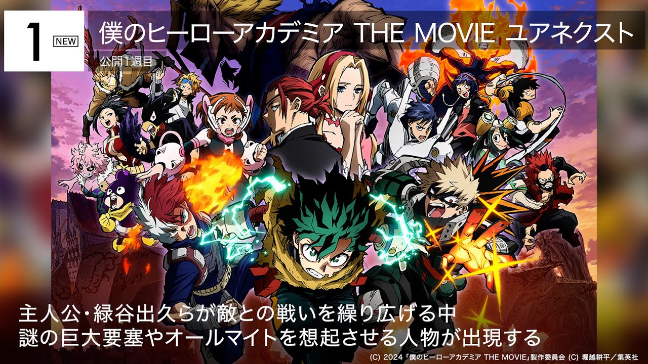 『僕のヒーローアカデミア THE MOVIE ユアネクスト』が1位!『インサイド・ヘッド2』は2位  先週末の映画ランキング2024.8.2-8.4 『僕のヒーローアカデミア THE MOVIE ユアネクスト』が1位!『インサイド・ヘッド2』は2位  先週末の映画ランキング2024.8.2-8.4