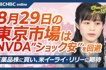 【8月29日(木)東京株式市場】日経平均株価は反落／エヌビディア好決算も大幅下落・日本株一時400円安も半導体株持ち直す／医薬品株⇧イーライ・リリーに期待／バフェット氏のバークシャー、時価総額1兆ドル