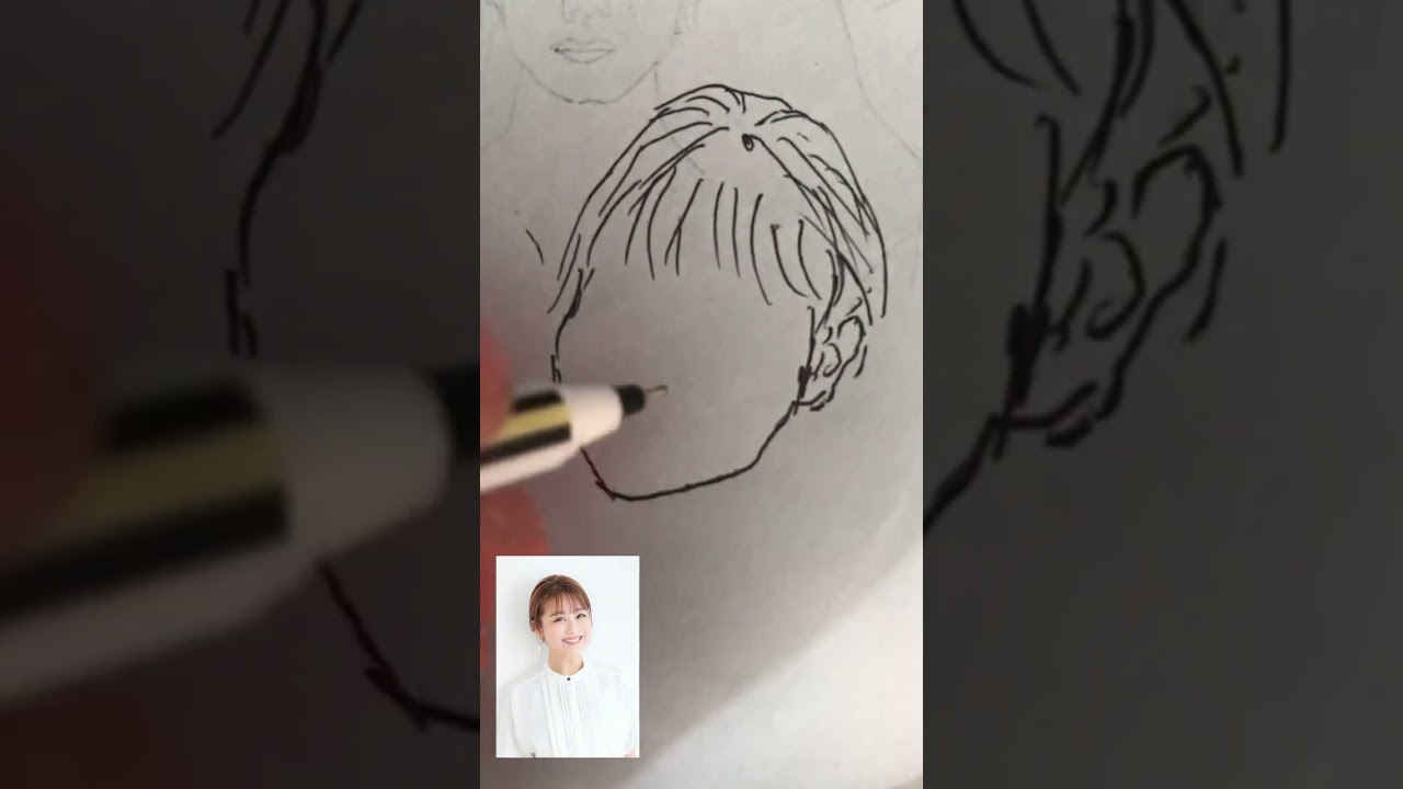 #青の #ボールペン で #鈴木奈々 を描く