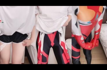 【生着替え】ノーパンノーブラで部屋着からアスカに変身！【ポロリ】