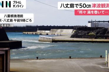 津波到達直後の八丈島「波がいつもと全然違う」　「所々渦を巻いている」　津波注意報の影響で高速ジェット便が計4便欠航