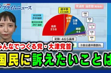 【各党に問う「10.27総選挙」】みんなでつくる党・大津党首 国民に訴えたいことは 2024/10/17放送