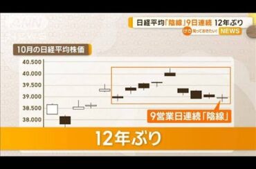 日経平均株価「陰線」9日連続　12年ぶり【知っておきたい！】【グッド！モーニング】(2024年10月22日)