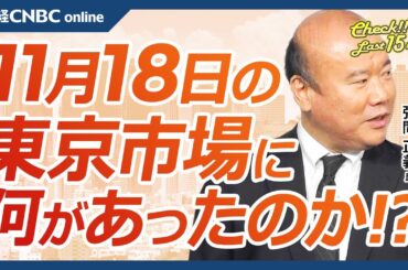 【11月18日(月)東京株式市場】日経平均株価は反落、世界的半導体株安の要因は／日本株・ハイテク株や医薬品株⇩／日銀植田総裁、追加利上げは？ドル円相場も動き／米金利上昇、株への影響は／エヌビディア決算