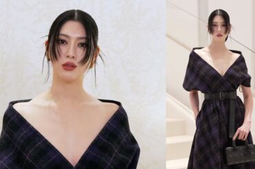三吉彩花、美デコルテ全開の胸元ざっくりドレスで圧巻オーラ　『ディオール 神宮前』オープニングプレビュー