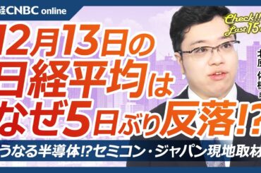 【12月13日(金)東京株式市場】日経平均株価は5日ぶり反落、利益確定売り優勢／メジャーSQ影響は／タイミーS高、闇バイト対策は／半導体株今後は？セミコン・ジャパン現地リポート／来週FOMCと日銀会合