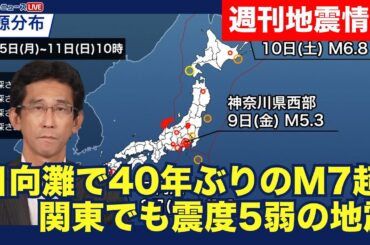 【週刊地震情報】日向灘で40年ぶりのM7超　関東でも震度5弱の地震／2024.8.11