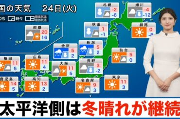 【クリスマスイブの天気】北日本日本海側は強まる雨雪に注意　太平洋側は冬晴れが継続