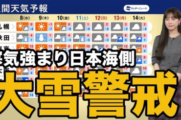 【週間天気】寒気強まり日本海側は大雪警戒