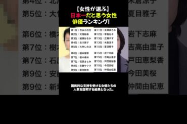 【女性が選ぶ】「日本一だと思う女性俳優」ランキング！　2位は「天海祐希」、1位は？⭐︎#日本の俳優 #天海祐希 #ランキング