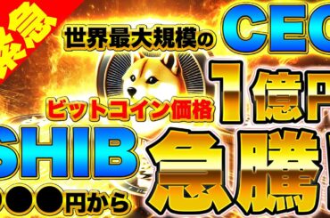 【仮想通貨】世界最大規模の資産運用会社CEOがビットコイン価格は70万ドル（1億円）まで上昇すると予想！シバコインは●●●円まで下落後、急騰！（BTC、SHIB）
