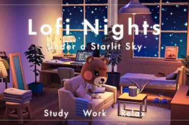 【あつ森】星が輝く夜のLofiとちょっとジャズ｜夜にお部屋でゆっくりと過ごす｜集中用｜作業用｜勉強用｜１時間｜ゲーム内の環境音付き