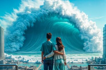 【映画紹介】若いカップルが、300メートルを超える巨大な津波が押し寄せた後、建物の屋根に閉じ込められました。