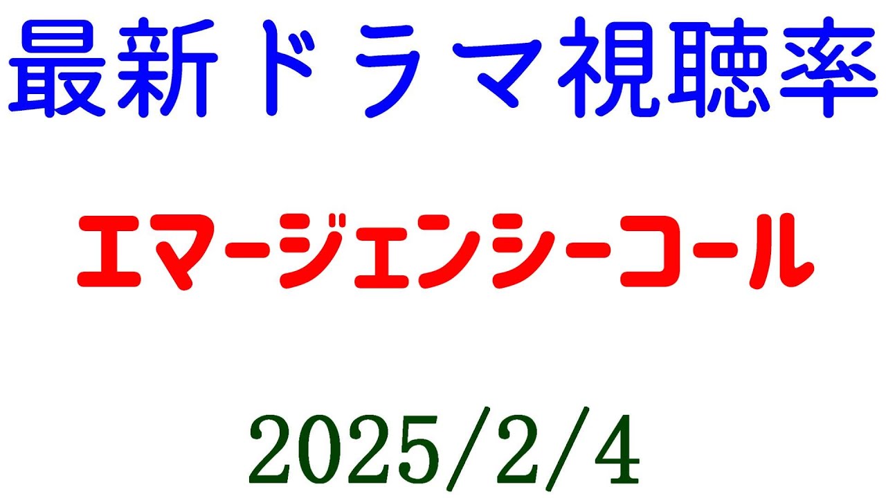 エマージェンシーコール 視聴率好調！視聴率速報☆2025年2月4日付