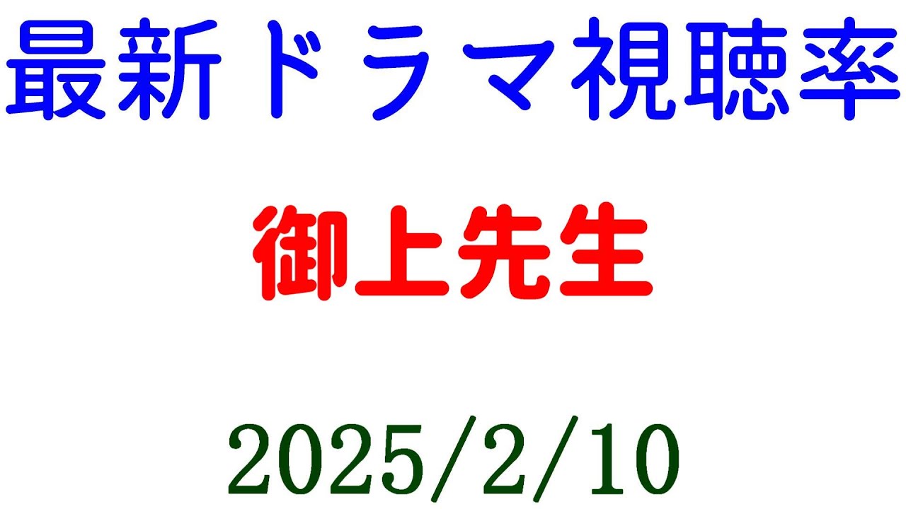 御上先生 視聴率ダウン！視聴率速報☆2025年2月10日付