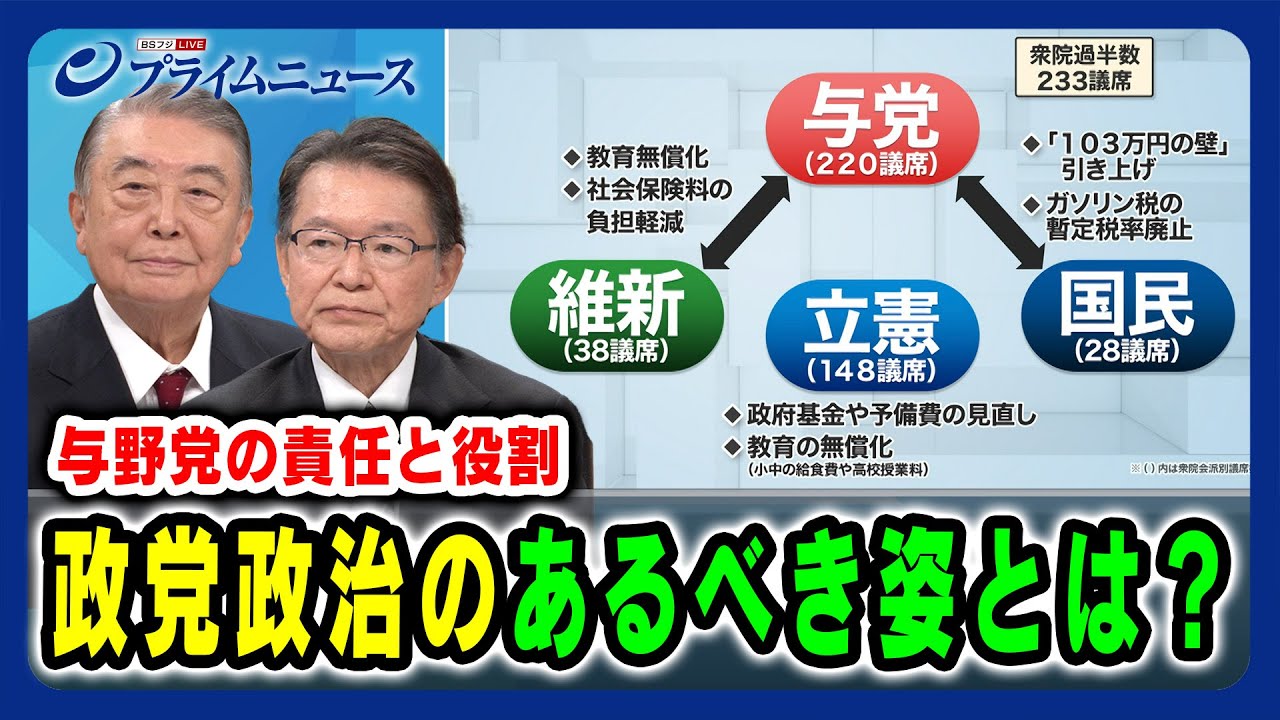 【少数与党国会…与野党の責任と役割】政党政治のあるべき姿とは? 大島理森×長妻昭 2025/02/14放送<前編> 【少数与党国会…与野党の責任と役割】政党政治のあるべき姿とは? 大島理森×長妻昭 2025/02/14放送<前編>
