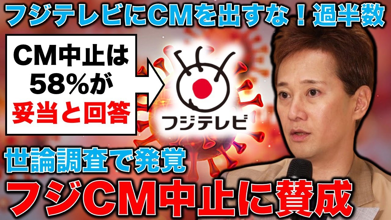 厳しい世論!フジテレビへCM取りやめ「妥当」は58%。毎日新聞の世論調査で発覚。更におぞましい事実も・・・ジャーナリスト今井一さん・元博報堂作家本間龍さんと一月万冊 厳しい世論!フジテレビへCM取りやめ「妥当」は58%。毎日新聞の世論調査で発覚。更におぞましい事実も・・・ジャーナリスト今井一さん・元博報堂作家本間龍さんと一月万冊