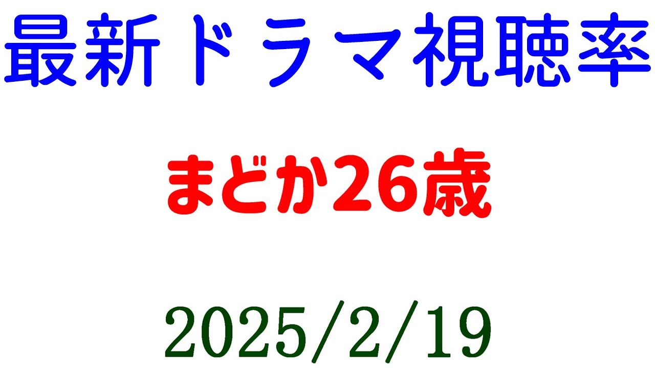 まどか26歳！視聴率速報☆2025年2月19日付