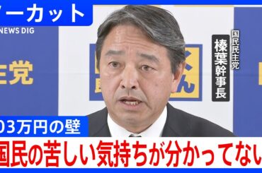 「難航しているのは自民党のせいです」国民民主党・榛葉幹事長が会見 103万円の壁めぐる自民・公明との3党協議が難航【ノーカット】