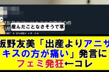 板野友美「出産よりアニサキスの方が痛い」発言にフェミ発狂←コレ【2ちゃんねる】