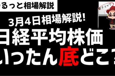 【3月4日のゆるっと相場解説】日経平均株価はいったんの底値ラインはどこなのか？ズボラ株投資