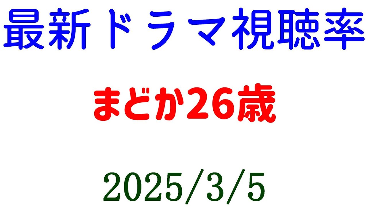まどか26歳！視聴率速報☆2025年3月5日付