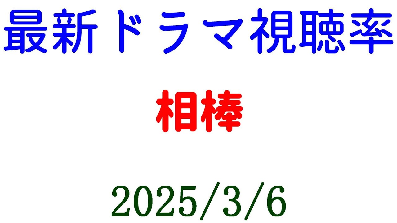 相棒！ドラマに出てる俳優が逮捕された！視聴率速報☆2025年3月6日付