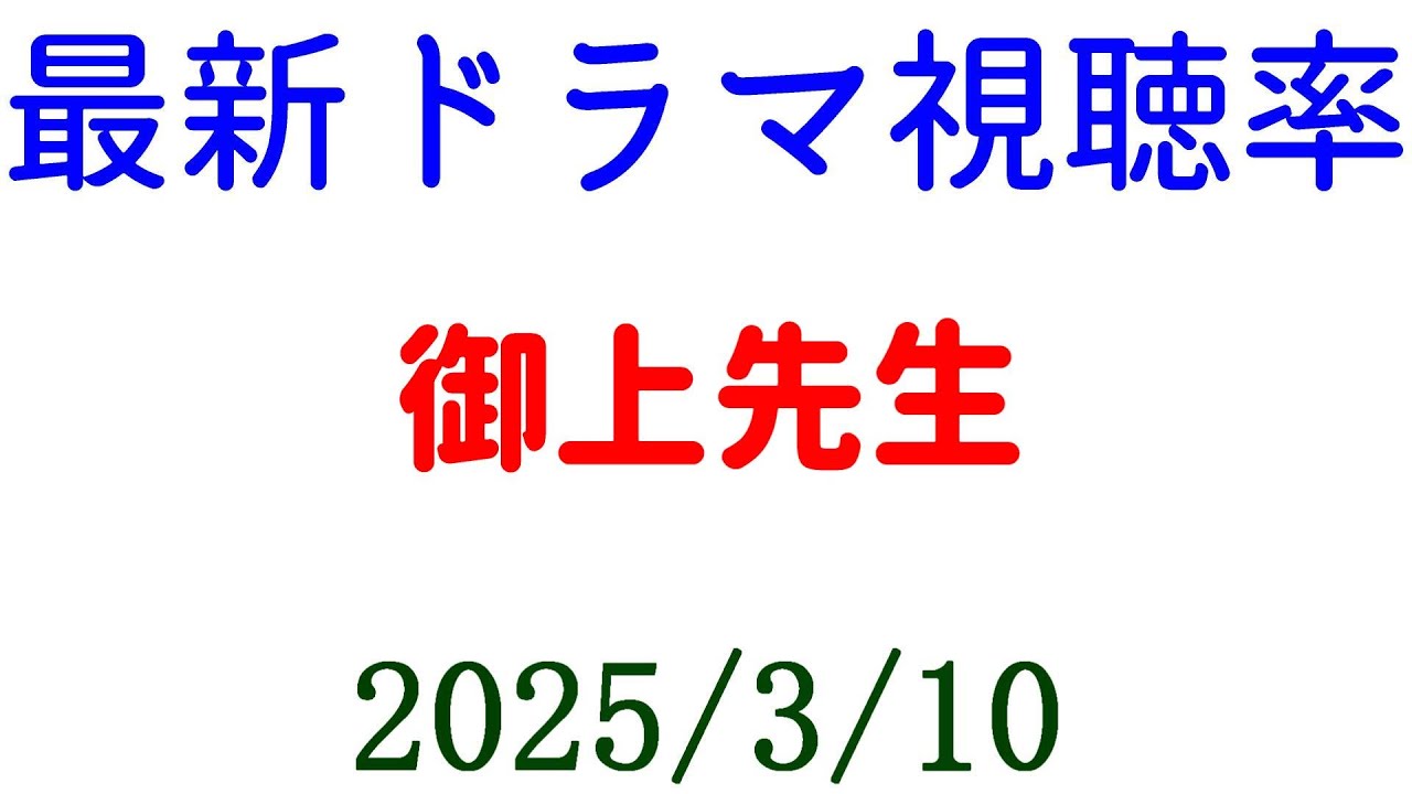 御上先生 視聴率上昇！視聴率速報☆2025年3月10日付