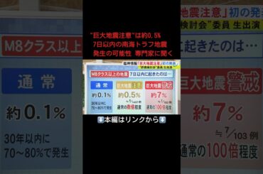 ⬆️本編はリンクから⬆️関連の地震はどこで？注意期間はなぜ1週間？…初の南海トラフ臨時情報「巨大地震注意」発表 “検討会”の委員に聞く