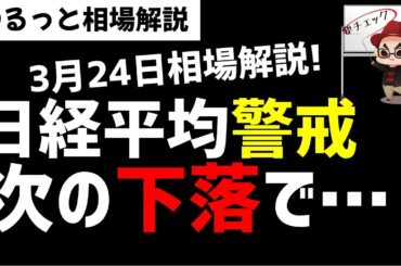 【3月24日のゆるっと相場解説】日経平均株価は警戒シグナルか？次の下落が重要局面！ズボラ株投資