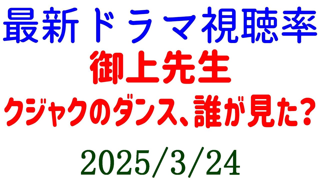 御上先生 クジャクのダンス、誰が見た！視聴率速報☆2025年3月24日付