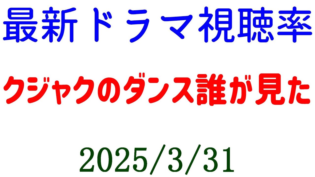 クジャクのダンス、誰が見た？！視聴率速報☆2025年3月31日付