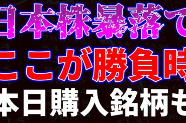 日本株暴落でここが勝負時！本日購入銘柄も